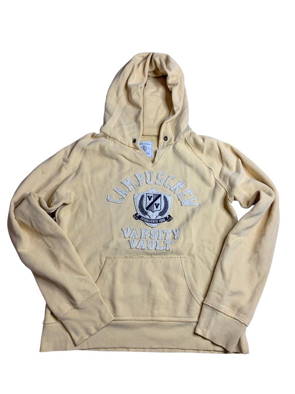 Vintage Campus Crew Varsity Vault Yellow Hoodie Size Large (L/G)